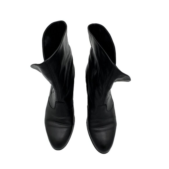 YOU by crocs‎ black ankle boot leather size 7.5 italian made kitten heel Witch - Picture 4 of 16